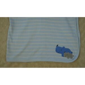Child of Mine by Carter's Rhino Stripes Baby Blanket Blue White Gray Rhinoceros